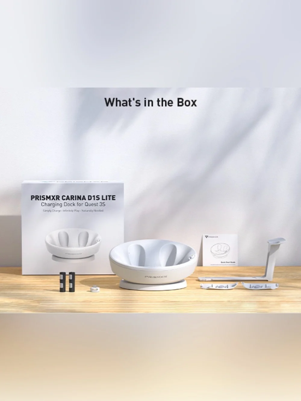 PRISMXR || Carina D1S Lite White Dual VR Controller Charging Dock - Quest 3S
